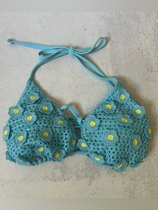 wild fable Other - Crochet Flowers String Bikini Top Wild Fable Large Blue Summer Beachy Vacation